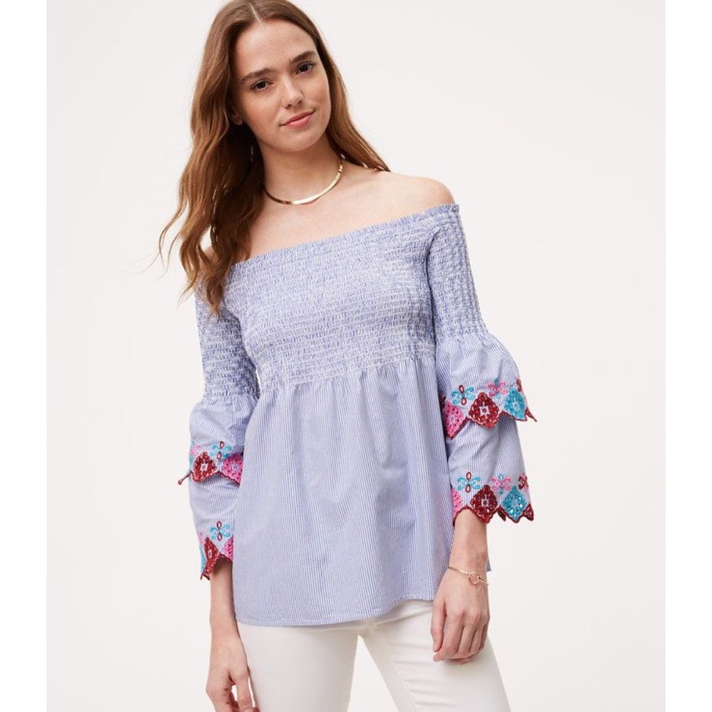 LOFT Fiesta Off The Shoulder Smocked Top